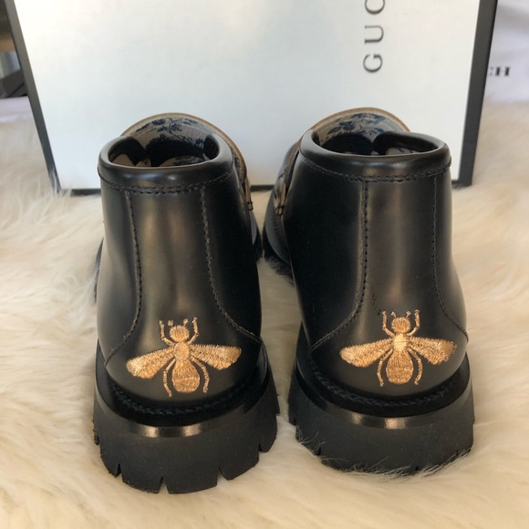 GUCCI Mens Horsebit Leather Lug Sole Black Boots - Picture 3 of 6